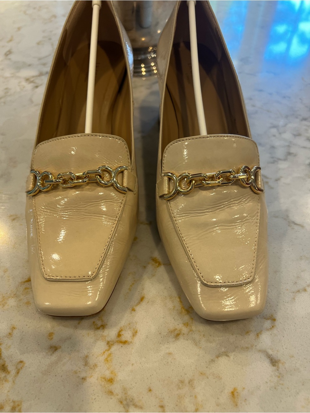 LK Bennett Crinkled Patent Leather Shoes in Ecru, Size 40
